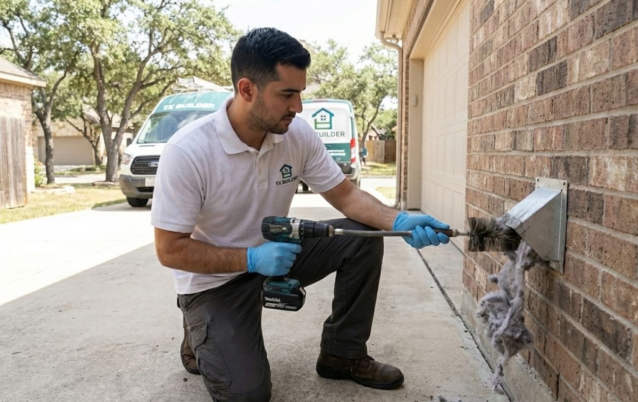 TX Builder technician at work on a home service call