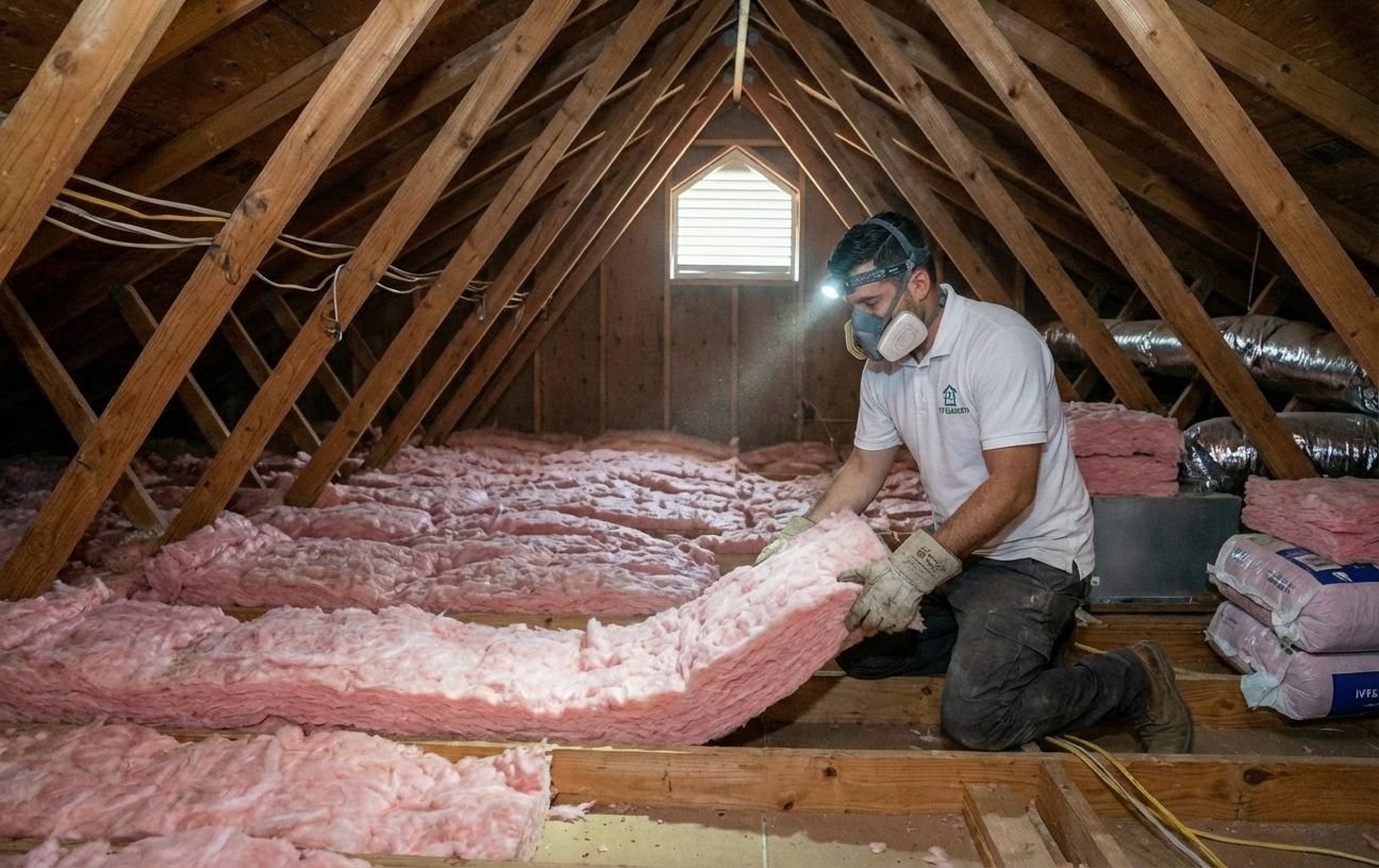 TX Builder technician on an insulation job in Boerne, TX